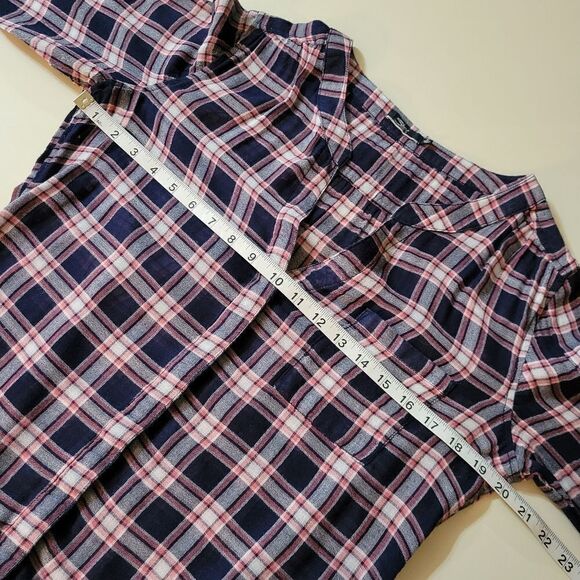 Silver Jeans Co. Navy Plaid Long Sleeve Button-Down Blouse - Picture 5 of 16